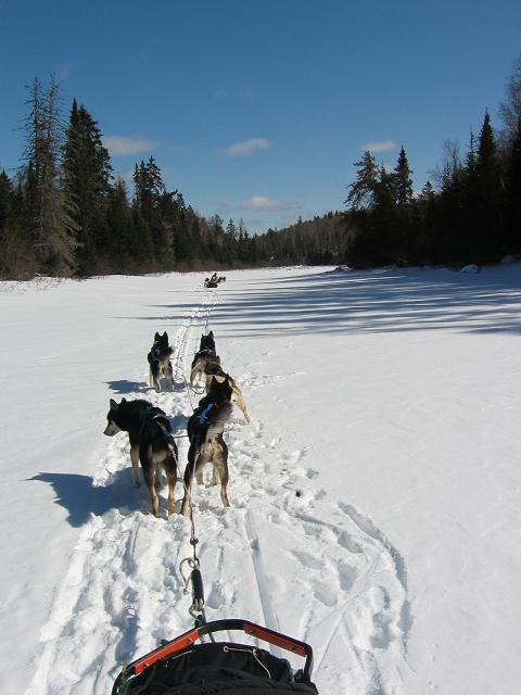The team awaiting the ready, UP! command to being moving across the lake, Minnesota