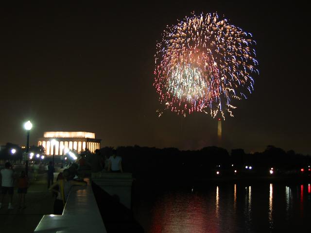 Fireworks from Memorial Bridge, Washington, DC
