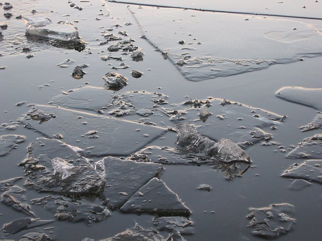 Broken ice on Upper South Long Lake, Brainerd, Minnesota