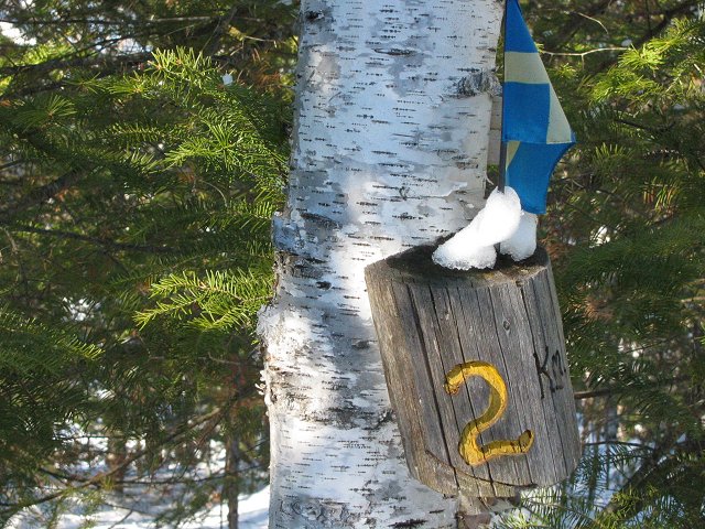 Marker at Korkki Nordic cross country ski area, Duluth, Minnesota