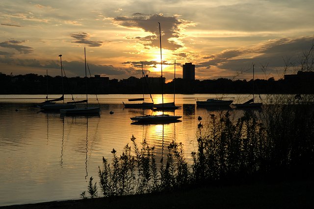 Sunset over, Lake Calhoun, Minneapolis, Minnesota