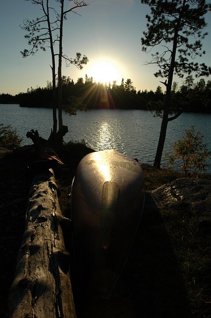 Sunset over island on Seagull Lake, Boundary Waters Canoe Area Wilderness, Minnesota