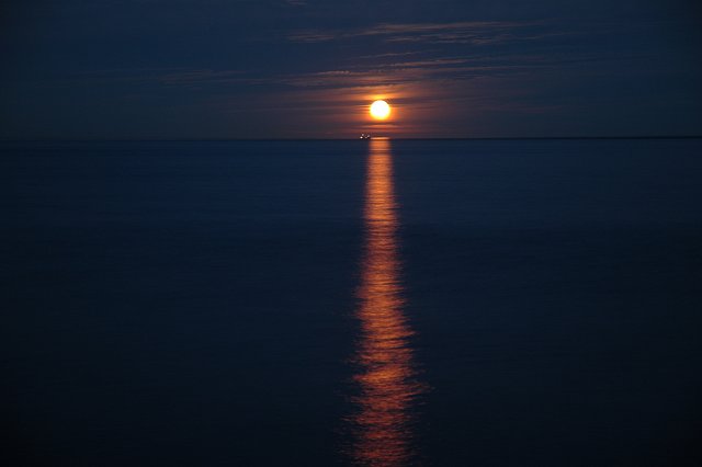 Full moon rise over Lake Superior, Duluth, Minnesota