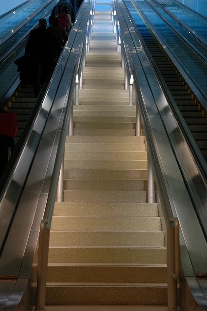 Steps at the end of the new walkway to B Gates, Dulles Airport, Virginia