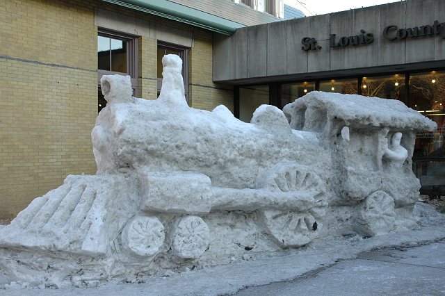 Snow train outside St.Lousi Country Heritage Center, Duluth, Minnesota