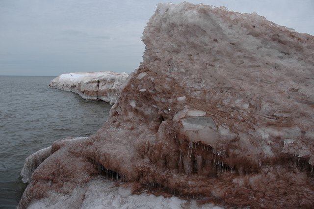 Rock formation on Lake Superior at Park Point, Duluth, Minnesota