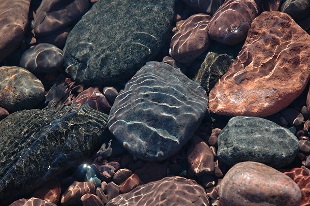 Sunlight on underwater rocks, Brighton Beach, Duluth, Minnesota