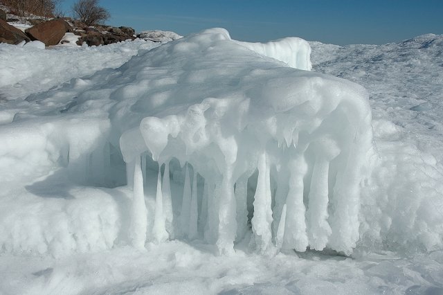Ice formation on Lake Superior shore, Brighton Beach, Duluth, Minnesota
